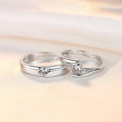 2 st 925 sterlingsilver parringar 5A zirkon för kvinnor och män bröllopssmycken förlovningsberlock fest mode toppkvalitetsring