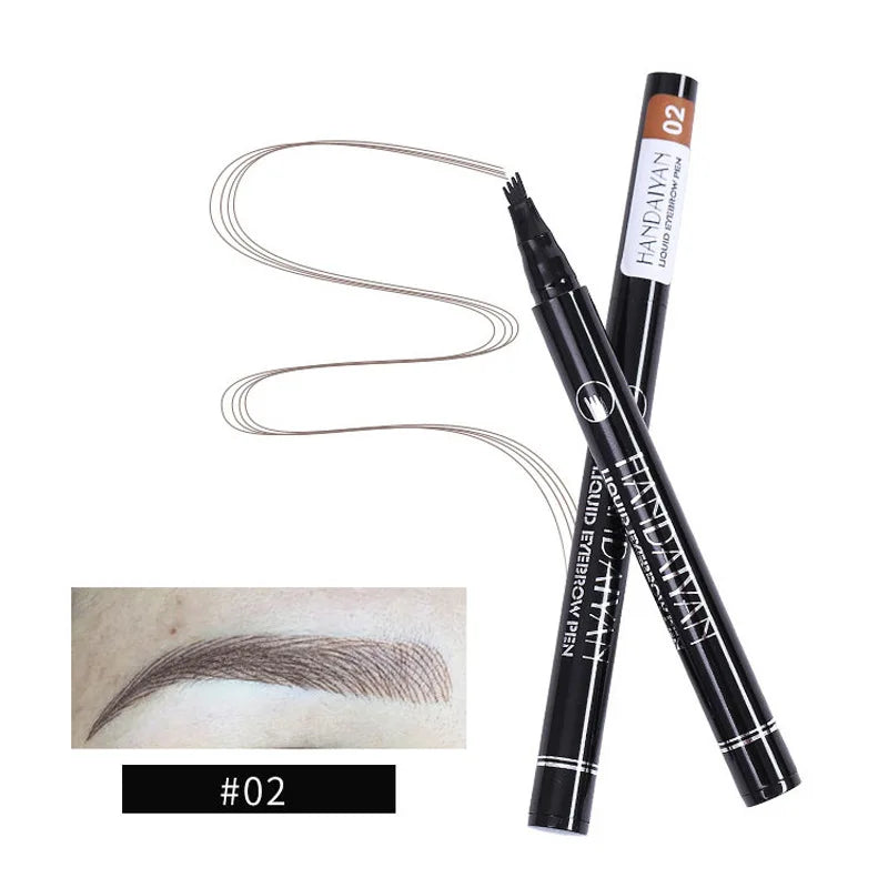 4D Microblading Ögonbrynspenna med 4 gafflar Ögonbrynstatueringspenna Långvarig Fin Skiss Flytande Ögonbrynsmakeup