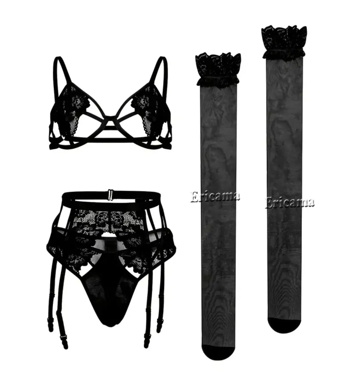 Sexiga underkläder för kvinnor Spets Transparenta underkläder Trosor och trosor BH-kit Push Up-set Erotiska underkläder Sexiga BH-set