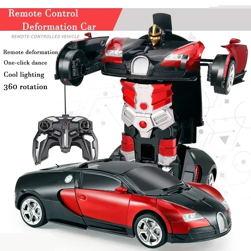 2IN1 Elektrisk RC-bil Transformationsrobotar Enknappsdeformationsbil Utomhus Fjärrkontroll Sportbilsmodell Barn Pojkar Leksaker