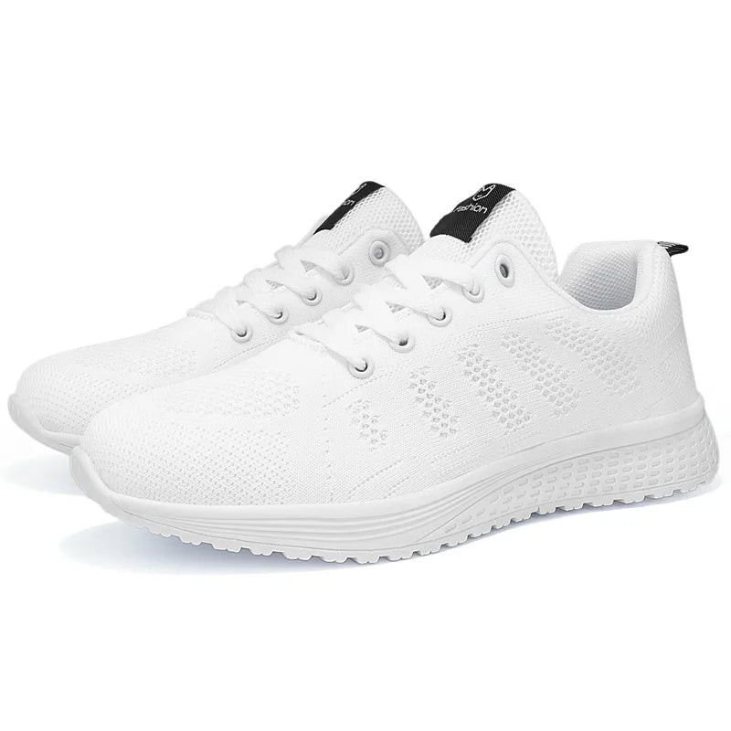 Damskor Casual Mode Andningsbara Promenadskor Mesh Platta Skor Sneakers Dam 2026 Gym Vulkaniserade Skor Vita Damskor