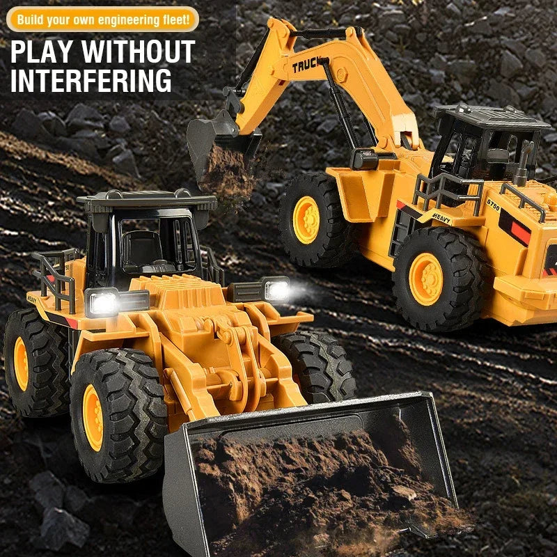 RC Grävmaskin Fjärrstyrd Lastbil Dumper Bil 9-kanals Legeringsteknikfordon Barnleksaker för Pojkar Barn Födelsedagspresenter