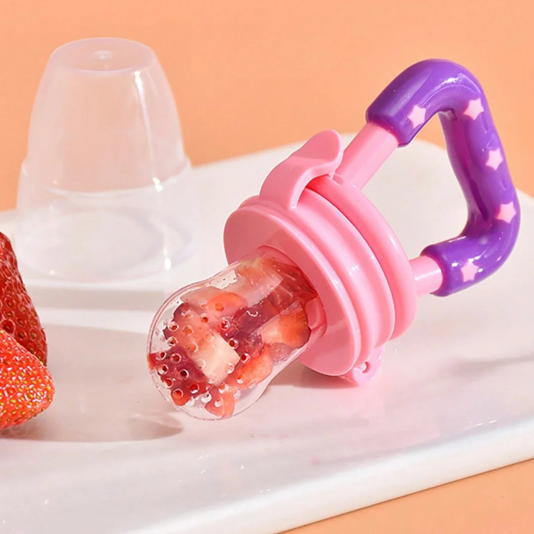 4-delars matningsset för baby, nappflaska med sugkopp, risflingor, grönsaks- och fruktmatare, två nätpåsar (S L)