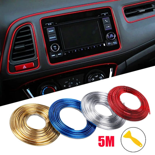 Universella billister dekoration flexibla remsor 5M/1M interiör billister bilöverdrag instrumentbräda dörrkant bilstyling