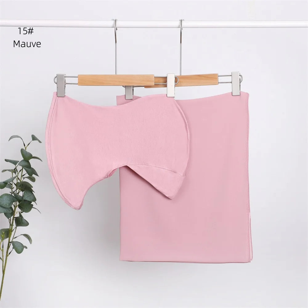 Elegant elastisk direkt hijab enfärgad chiffong hijab-set för kvinnor, modalpullover, bandana, tunn, andningsbar, mjuk och mysig halsduk