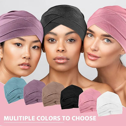 Ny klassisk pannkorsad turbanhatt elegant enfärgad huvudbonad huvudduk andningsbar elastisk mössa muslimsk kemohatt
