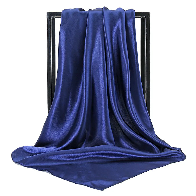 Mode 90*90cm Enfärgad Fyrkantig Halsduk Konst Imiterad Sidensjal Elegant Blommig Huvud Hals Hårband Dam Dam Flickor Halsduk