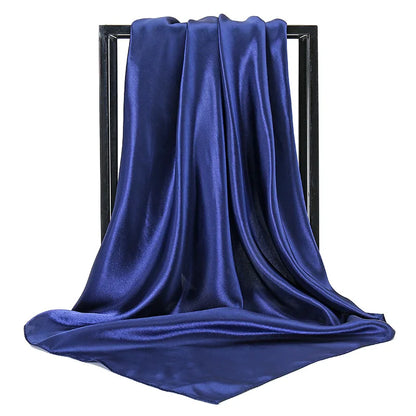 Mode 90*90cm Enfärgad Fyrkantig Halsduk Konst Imiterad Sidensjal Elegant Blommig Huvud Hals Hårband Dam Dam Flickor Halsduk