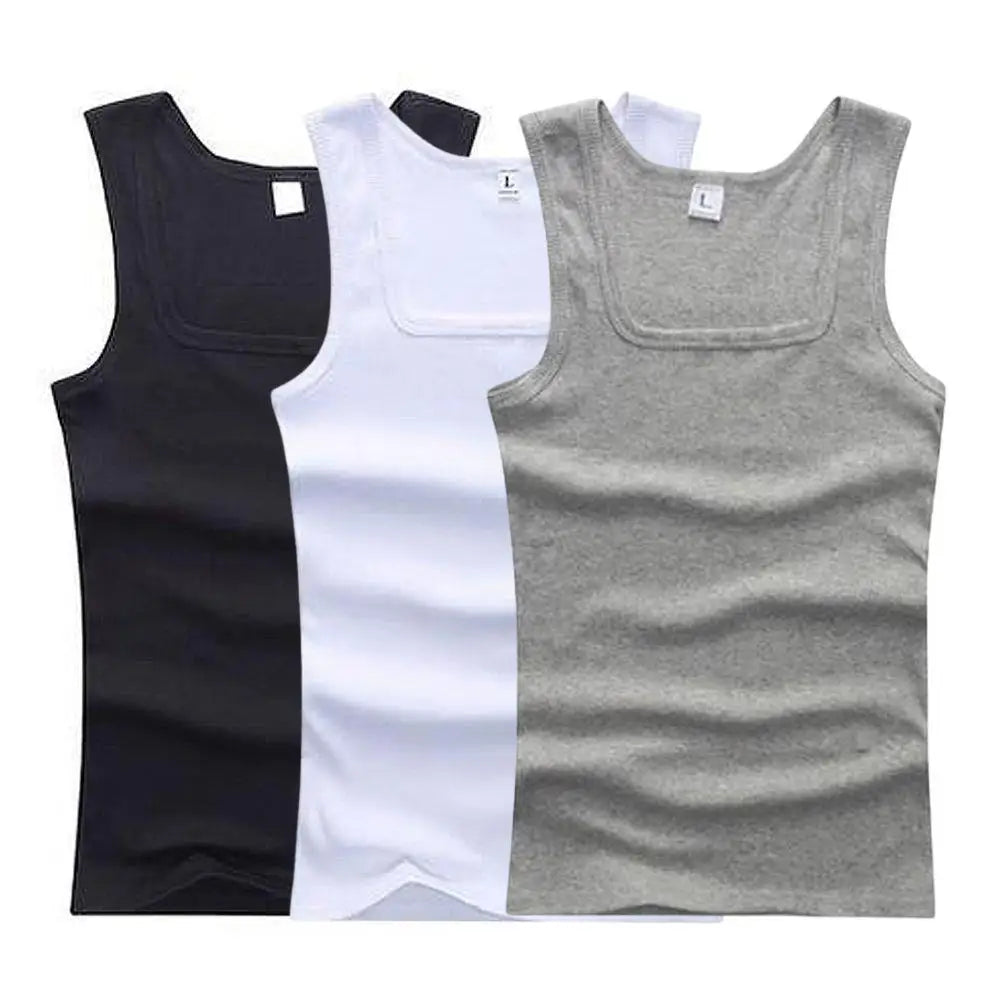Heta herrlinnen fitnessväst grundläggande elastisk ärmlös t-shirt bomull bodybuilding herrkläder 3 st/set gymkläder herr