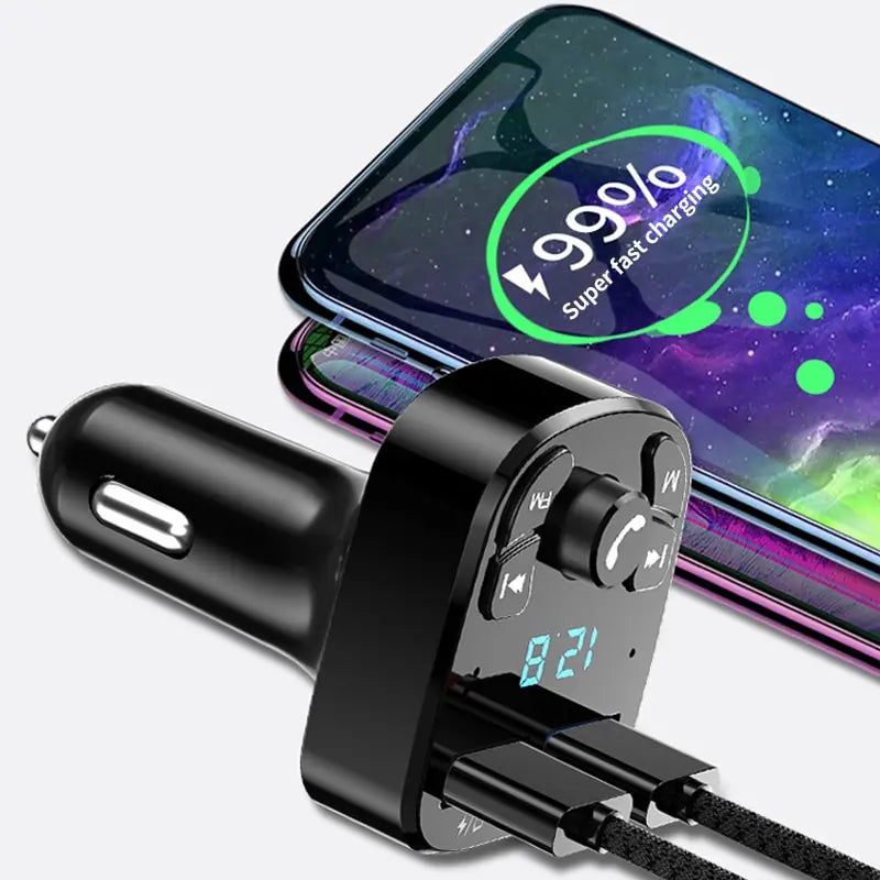 Bil-MP3-spelare Dubbel USB Snabbladdare FM Bluetooth-mottagare Bluetooth-kompatibel 5.0 FM-sändare USB-minne Kontakt Bilmonteringssats