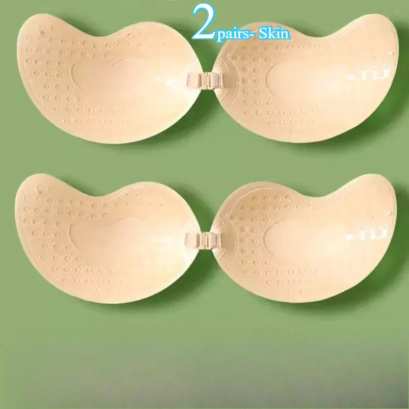Osynlig push up-bh för kvinnor rygglös axelbandslös bh sömlös framstängning bralette underkläder silikon självhäftande bh-kudde