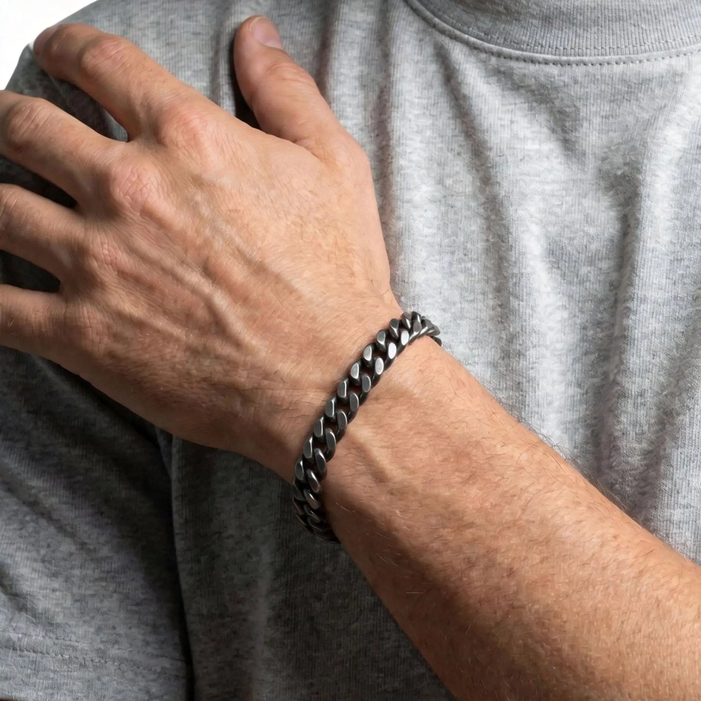 Retro kubanska kedjearmband för män, vintage antik rostfritt stål Curb Dome Link armband, rock punk snygga smycken gåvor