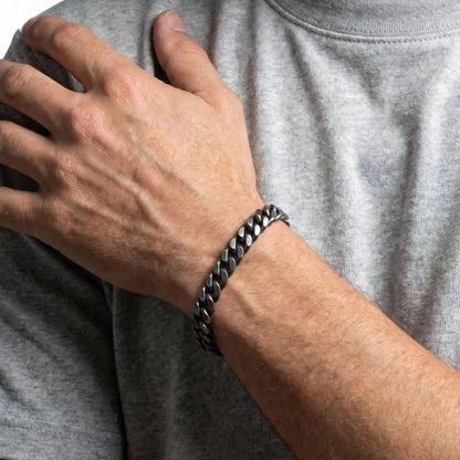 Retro kubanska kedjearmband för män, vintage antik rostfritt stål Curb Dome Link armband, rock punk snygga smycken gåvor