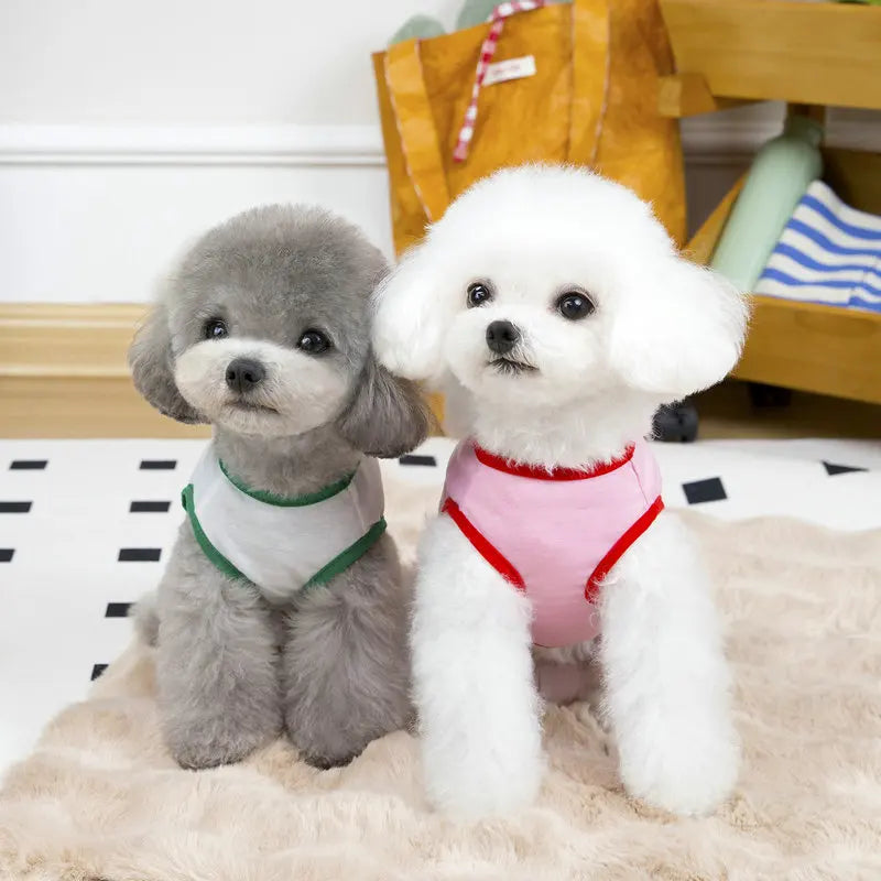 Andningsbara och svala husdjurskläder hundväst vår och sommar söt nallebjörnskamp 25 frukt liten hund kortärmad