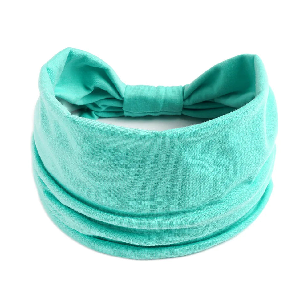 Mode Enfärgad Bred kant Bomullsyoga absorberar svett Dam Flickor Pannband Huvudbonad Turban Bandage Håraccessoarer Huvudbonader