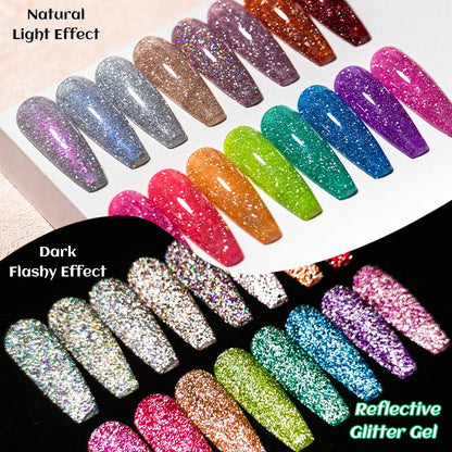 7ml Champagne Guld Silver Reflekterande Nagelgellack Glittrande Skinande Glitter Rosa Röd Nageltillbehör Semi-permanent Gellack