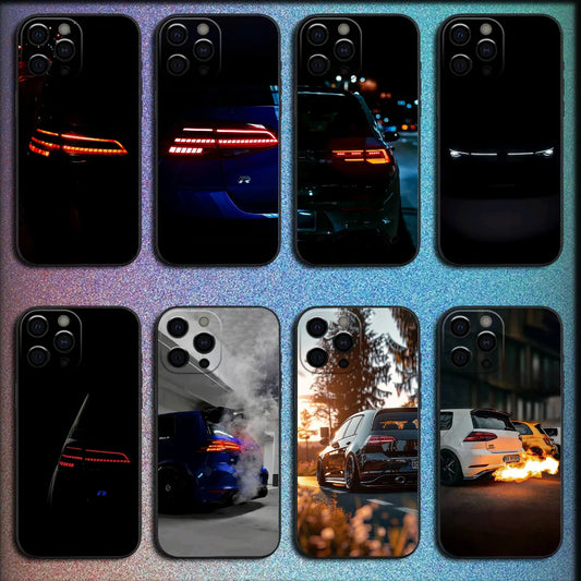 CAR G-Golf MK 7 GTI Mobilskal För iPhone 16,15,14,13,12,11,Pro,X,XS,Max,XR,Plus,Mini Mjukt Svart Skal