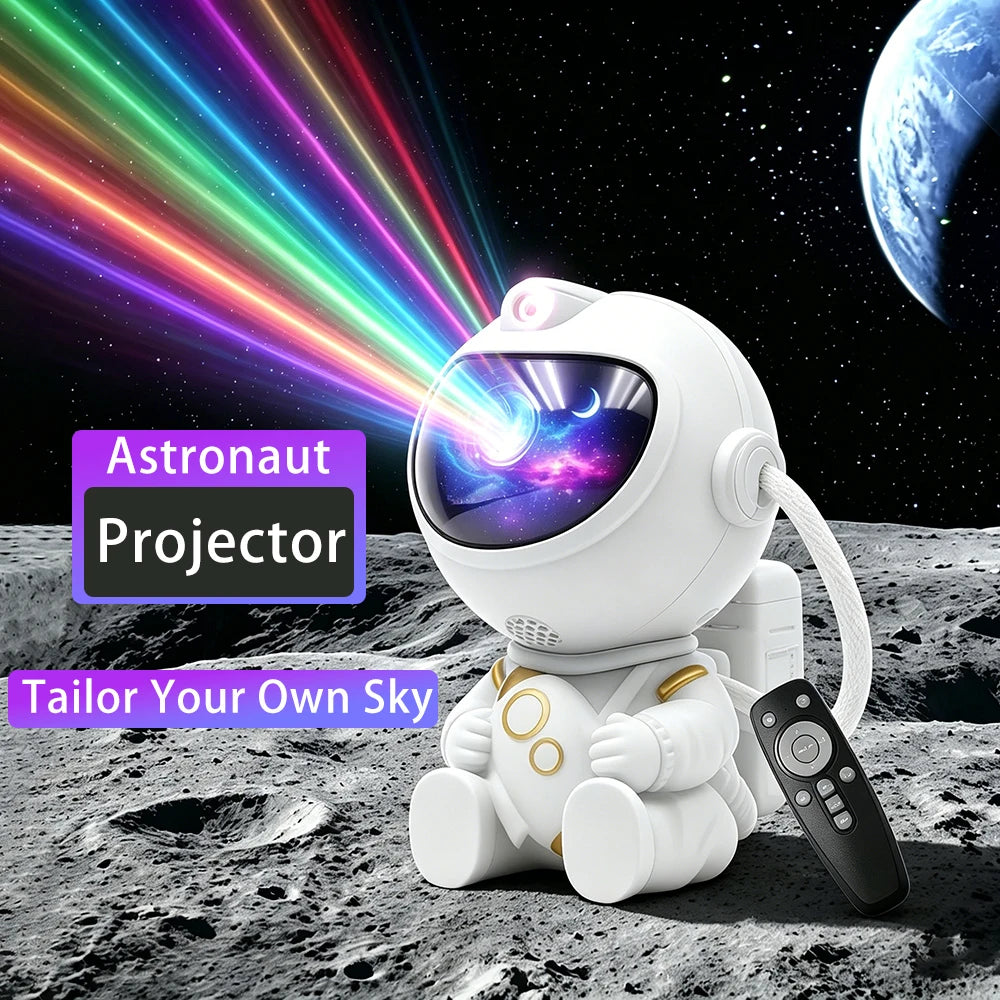 Astronaut Stjärnprojektor Nattlampa med Fjärrkontroll 360° Justerbar Galaxnebula Taklampa för Sovrum Barnrum Fest