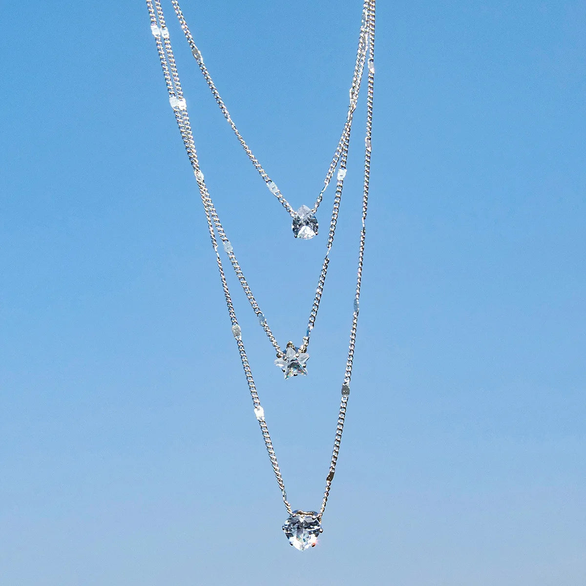 Trendigt zirkonhängehalsband för kvinnor flerskiktskedja choker mode kvinnlig fest glänsande smycken present