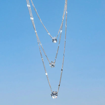 Trendigt zirkonhängehalsband för kvinnor flerskiktskedja choker mode kvinnlig fest glänsande smycken present