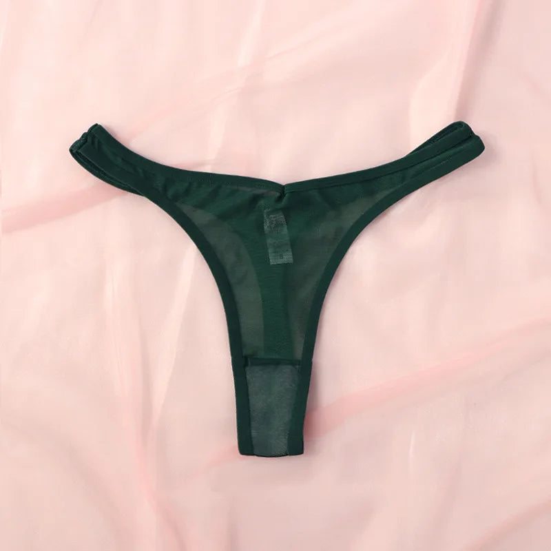 Sömlösa stringtrosor för kvinnor, små tangas, sexiga stringtrosor, genomskinliga nätsträngar, mjuka T-back-underkläder, Tangalar T-trosor