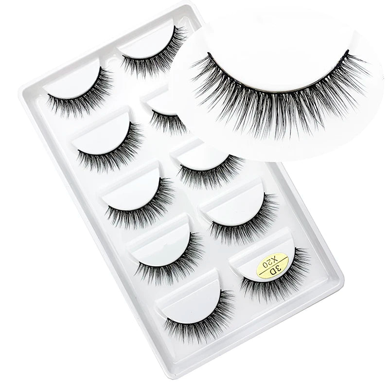 LTWEGO 5 par ögonfransar naturliga långa 3D minkfransar fluffiga volym mink lösögonfransar djurfria slingor makeup cilios