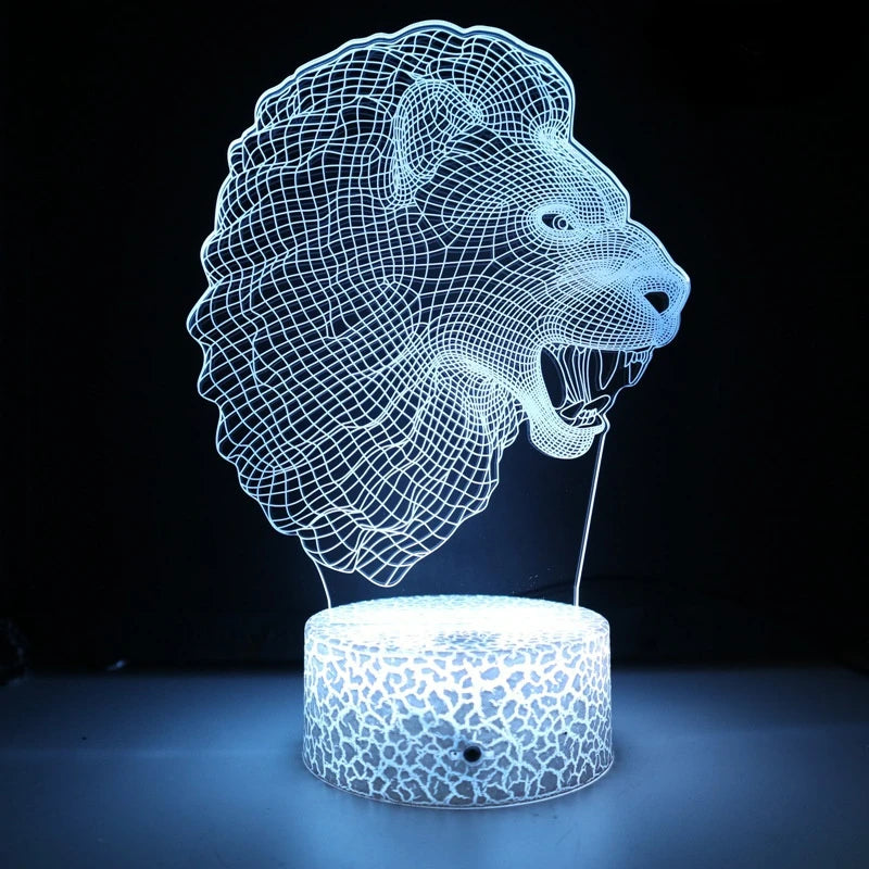 Nattlampa Lejon 3D LED Nattlampa Färgglad Sänglampa USB Bordslampa Sovrumsdekor Djurserie Nattlampa Present till Barn Pojkar