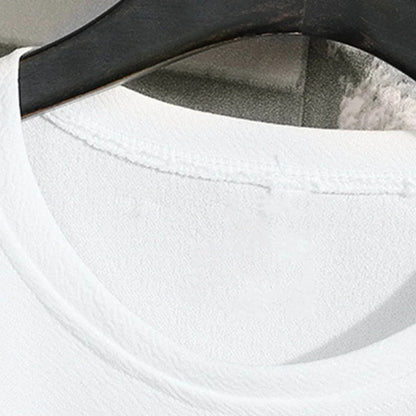 Ny herr casual t-shirt med rynkor, sommar, halvärmad, lös mode-t-shirt, enfärgad, snygg, kortärmad