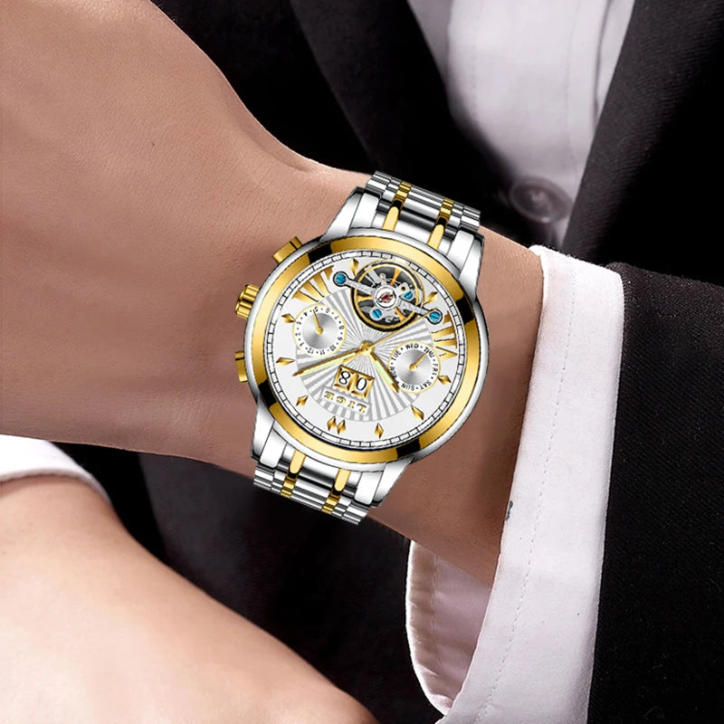 2026 LIGE Automatiska Mekaniska Armbandsur För Herr Toppmärke Lyx Tourbillon Herrklocka Mode Affärs Vattentät Klocka Herr