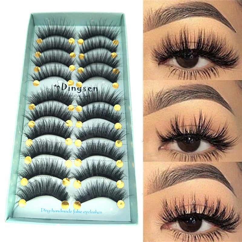 10/2 par minkögonfransar naturliga 3D-fransar falska lösögonfransar makeup dramatiska lösögonfransar grossist ögonfransförlängning makeup verktyg