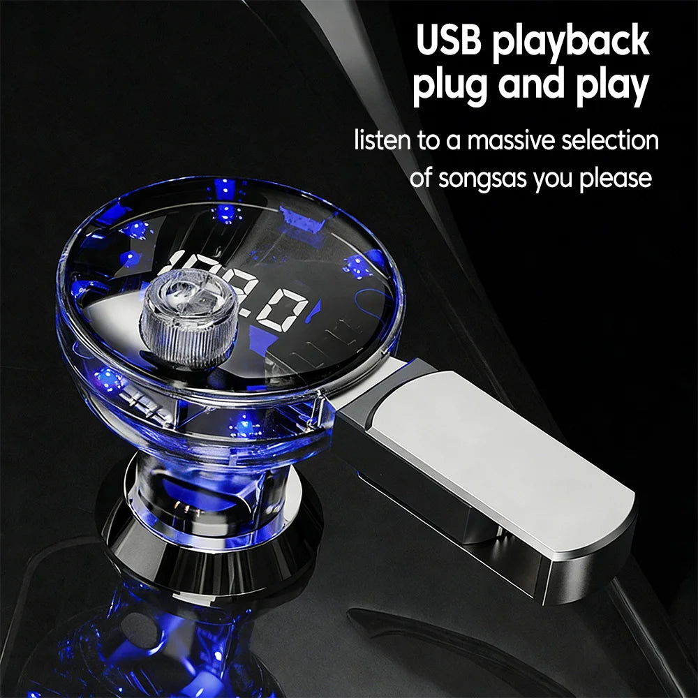 Bluetooth 5.3 FM-sändare USB Typ-C Dubbel billaddare Handsfree-samtal MP3-spelare Omgivningsljus Universell för Bil Lastbil SUV