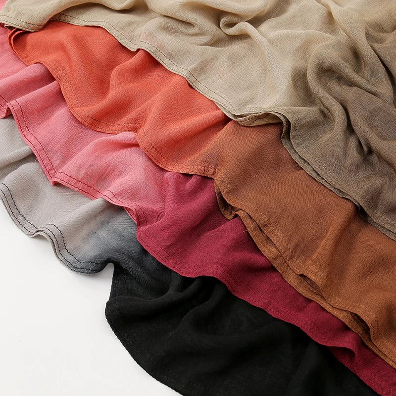 Gradient Rayon Modal Hijabs Bomull Hijab Halsduk för Kvinnor Stora Storlekar Långa Sjalar Muslimsk Huvudduk Islamiska Huvudband 180*85cm