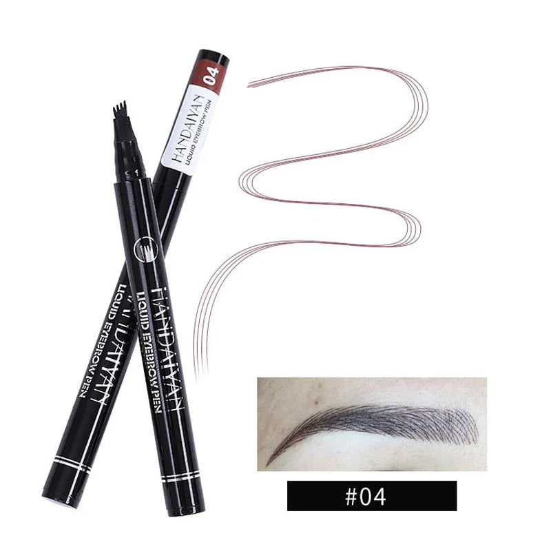 4D Microblading Ögonbrynspenna med 4 gafflar Ögonbrynstatueringspenna Långvarig Fin Skiss Flytande Ögonbrynsmakeup