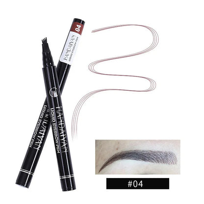 4D Microblading Ögonbrynspenna med 4 gafflar Ögonbrynstatueringspenna Långvarig Fin Skiss Flytande Ögonbrynsmakeup