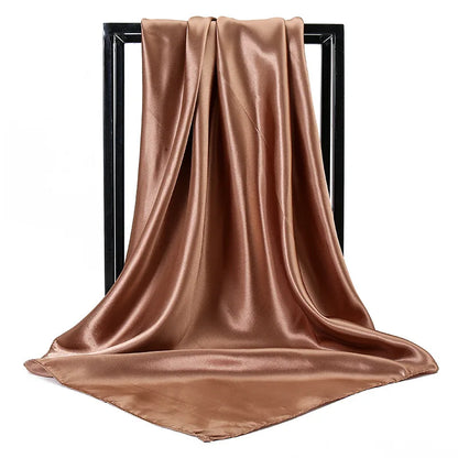 Mode 90*90cm Enfärgad Fyrkantig Halsduk Konst Imiterad Sidensjal Elegant Blommig Huvud Hals Hårband Dam Dam Flickor Halsduk