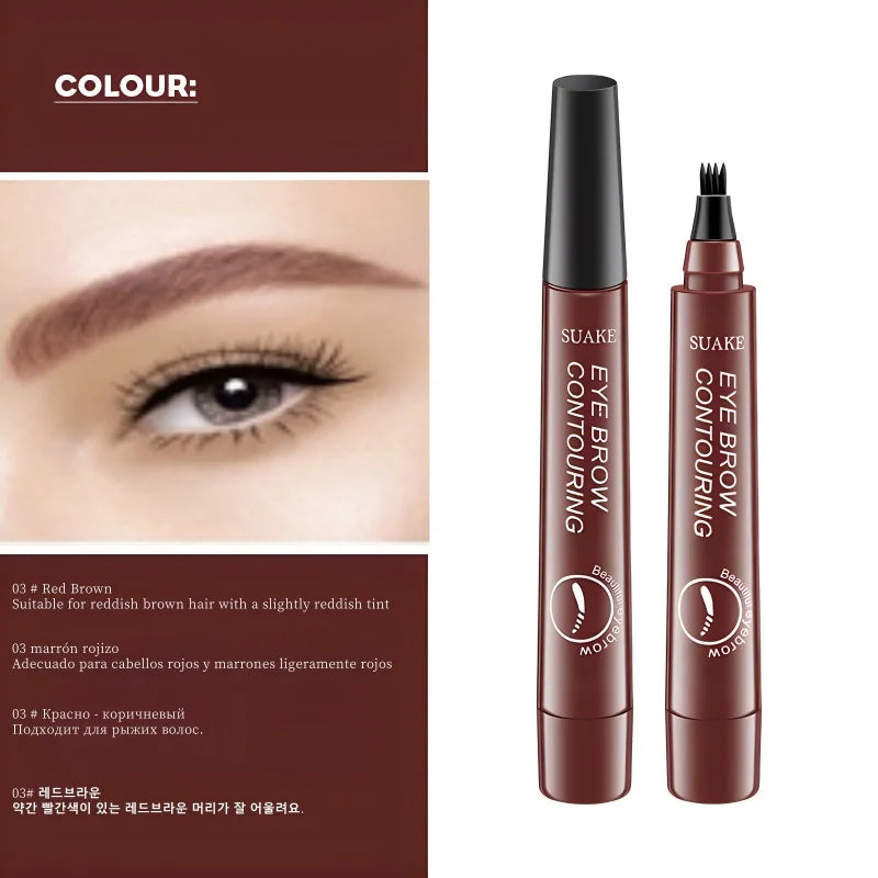 4D Microblading Ögonbrynspenna med 4 gafflar Ögonbrynstatueringspenna Långvarig Fin Skiss Flytande Ögonbrynsmakeup