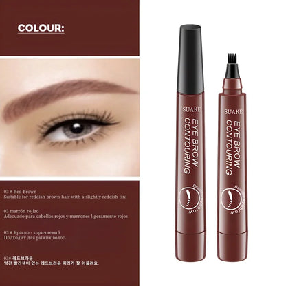 4D Microblading Ögonbrynspenna med 4 gafflar Ögonbrynstatueringspenna Långvarig Fin Skiss Flytande Ögonbrynsmakeup