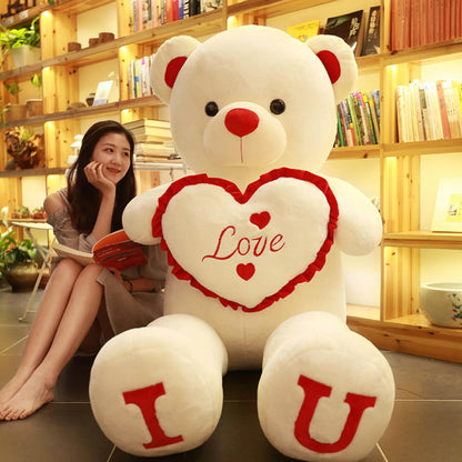 80/100cm Stor LOVE Bear Plyschleksak Härlig Enorm Uppstoppad Mjuk Björndocka Älskarbjörn Barnleksak Flickvän Alla hjärtans dag Födelsedagspresenter
