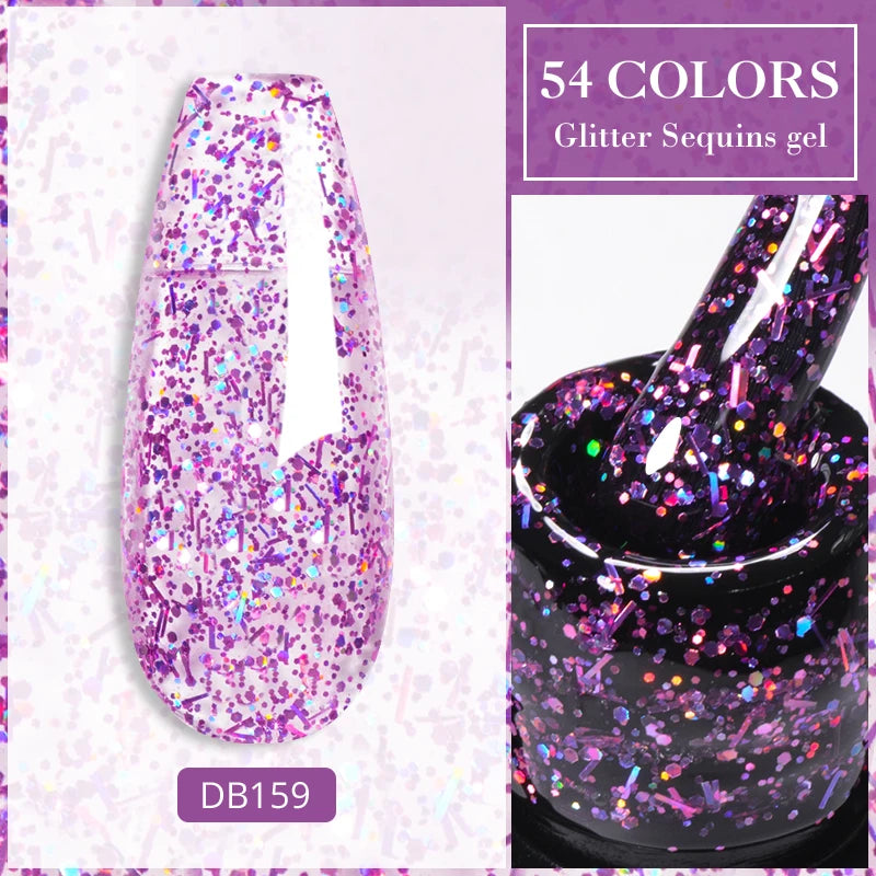 7ml Champagne Guld Silver Reflekterande Nagelgellack Glittrande Skinande Glitter Rosa Röd Nageltillbehör Semi-permanent Gellack