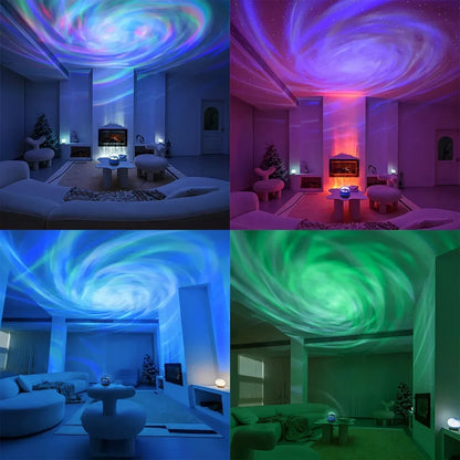 LED-galaxprojektorlampa flerfärgad fjärrkontroll för sovrumsdekoration julstjärneprojektor nattlampa nyårspresent