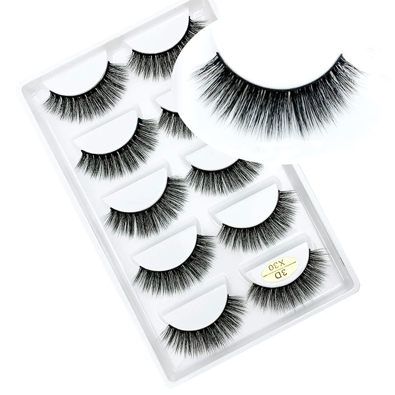 LTWEGO 5 par ögonfransar naturliga långa 3D minkfransar fluffiga volym mink lösögonfransar djurfria slingor makeup cilios