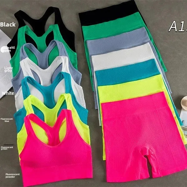 Ny het rea väst yogadräkt damshorts med bröstkudde anti-stöt bantningsdesign sportkläder snabbtorkande bekväm fitness C