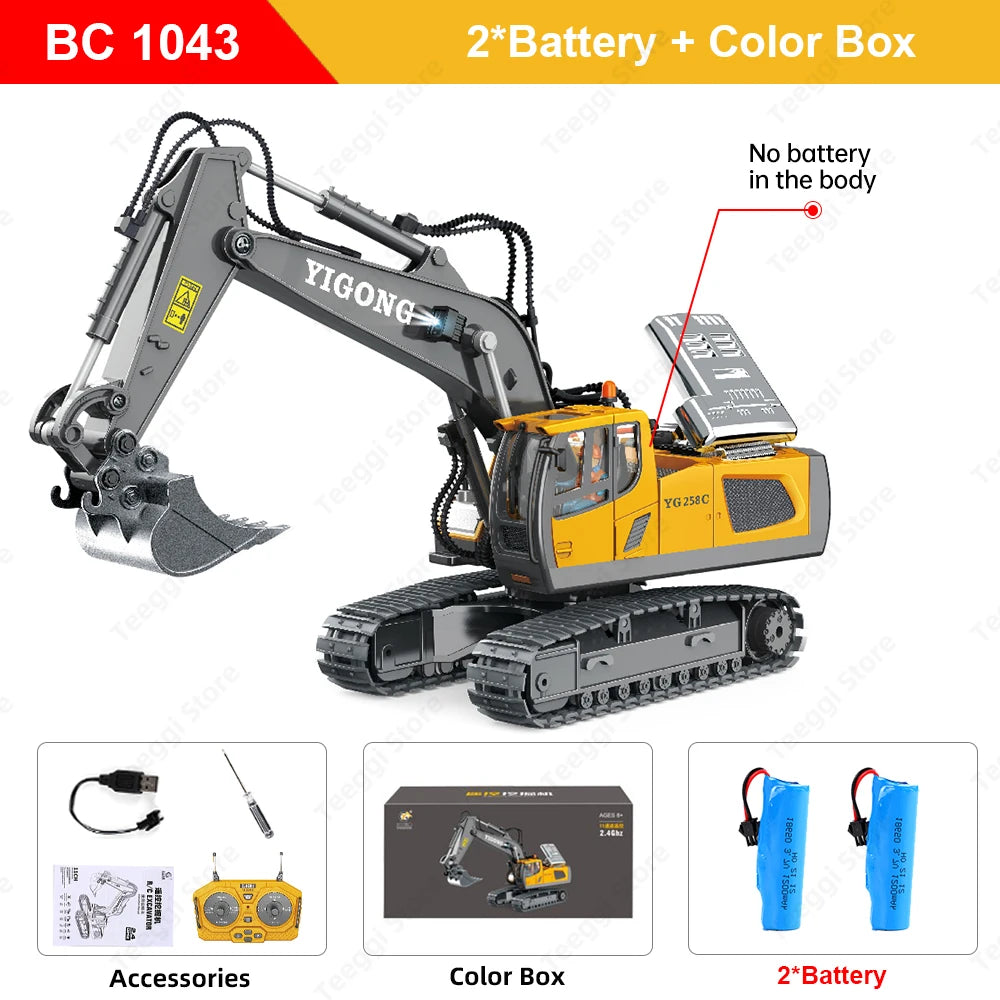 Teeggi 1:20 RC Grävmaskin Bil Barnleksaker 2.4G Fjärrstyrd Dumper Bil Bulldozer Leksaksradio Elbil För Barn Present