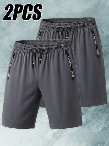 Sommar Herr 2-pack Herr Utomhussport Issiden Snabbtorkande Shorts Gym Löpning Tunn Version Tennis Sweatsuit Strand Herrshorts