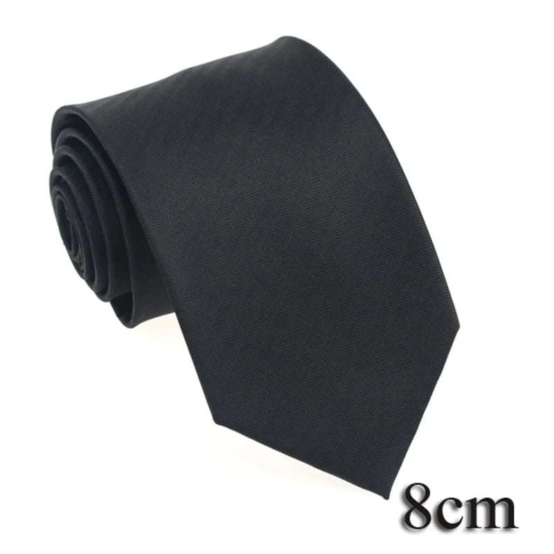 HUISHI 8CM 8 stilar herr enfärgad mörkblå slips 6cm vattentät jacquardslips vardagskläder kravatt bröllopsfest för män