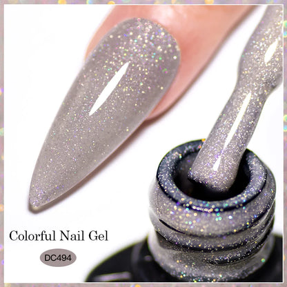7ml Champagne Guld Silver Reflekterande Nagelgellack Glittrande Skinande Glitter Rosa Röd Nageltillbehör Semi-permanent Gellack