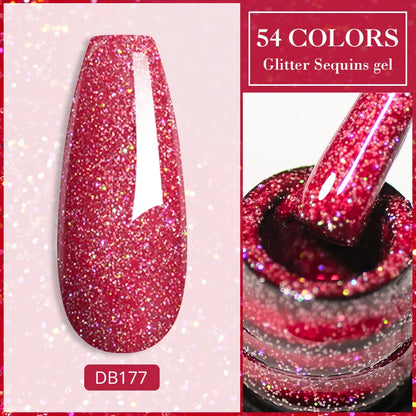 7ml Champagne Guld Silver Reflekterande Nagelgellack Glittrande Skinande Glitter Rosa Röd Nageltillbehör Semi-permanent Gellack