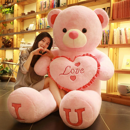 80/100cm Stor LOVE Bear Plyschleksak Härlig Enorm Uppstoppad Mjuk Björndocka Älskarbjörn Barnleksak Flickvän Alla hjärtans dag Födelsedagspresenter