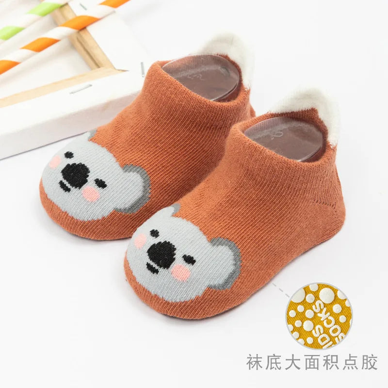 Halkfria babysockor, mjuka, halkfria golvsockor för nyfödda och spädbarn med gummigrepp för 0-5 år, bomullssockor för baby