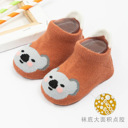 Halkfria babysockor, mjuka, halkfria golvsockor för nyfödda och spädbarn med gummigrepp för 0-5 år, bomullssockor för baby